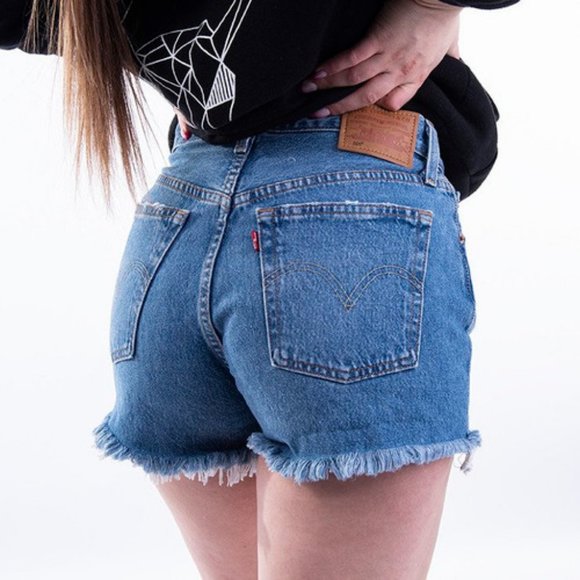 LEVI’S 501 High-Rise 100% Cotton Medium Wash Denim Shorts | Size US 24 - Picture 1 of 6
